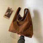 Bolsa Feminina de Ombro Tipo Saco em Suede Sintético Estilo Camurça Ayla