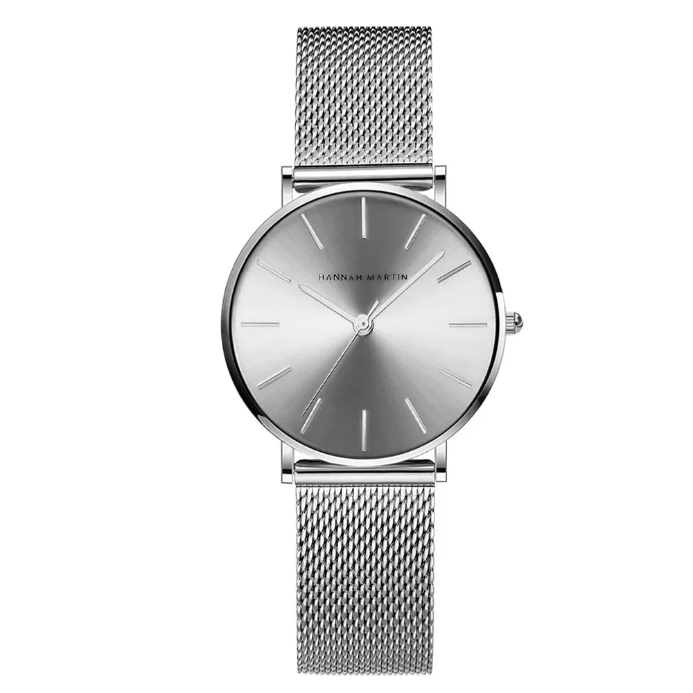 Relógio Feminino Elegante Pulseira Aço Inoxidável Amélie