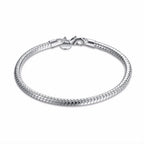 Pulseira Prata Esterlina 925 Serpentina Elegante