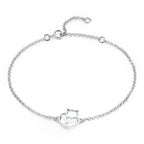 Pulseira Prata Esterlina 925 com Pingente de Gatinho
