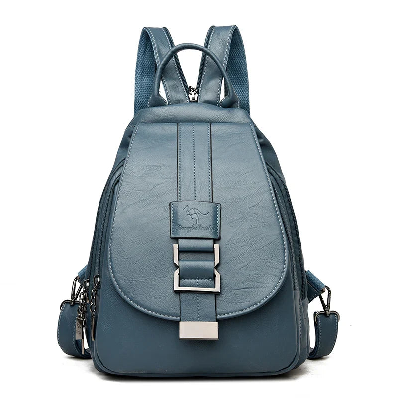 Mochila Couro Feminina Alças com Ziper Andreia