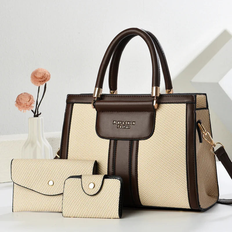Conjunto Bolsa Feminina de Ombro + 2 Carteiras Pietra