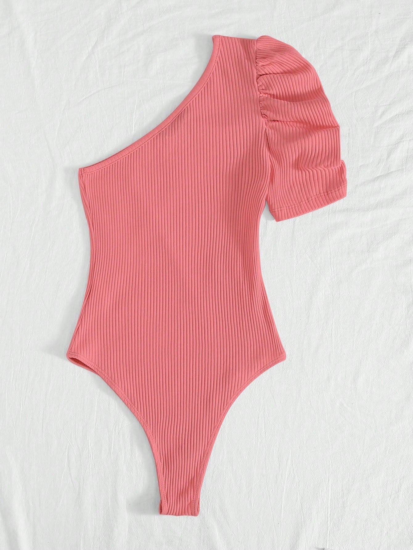 Body Um Ombro com Manga Bufante