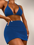 Conjunto de 3 Peças Sensual com Top e Saia Corte Alto